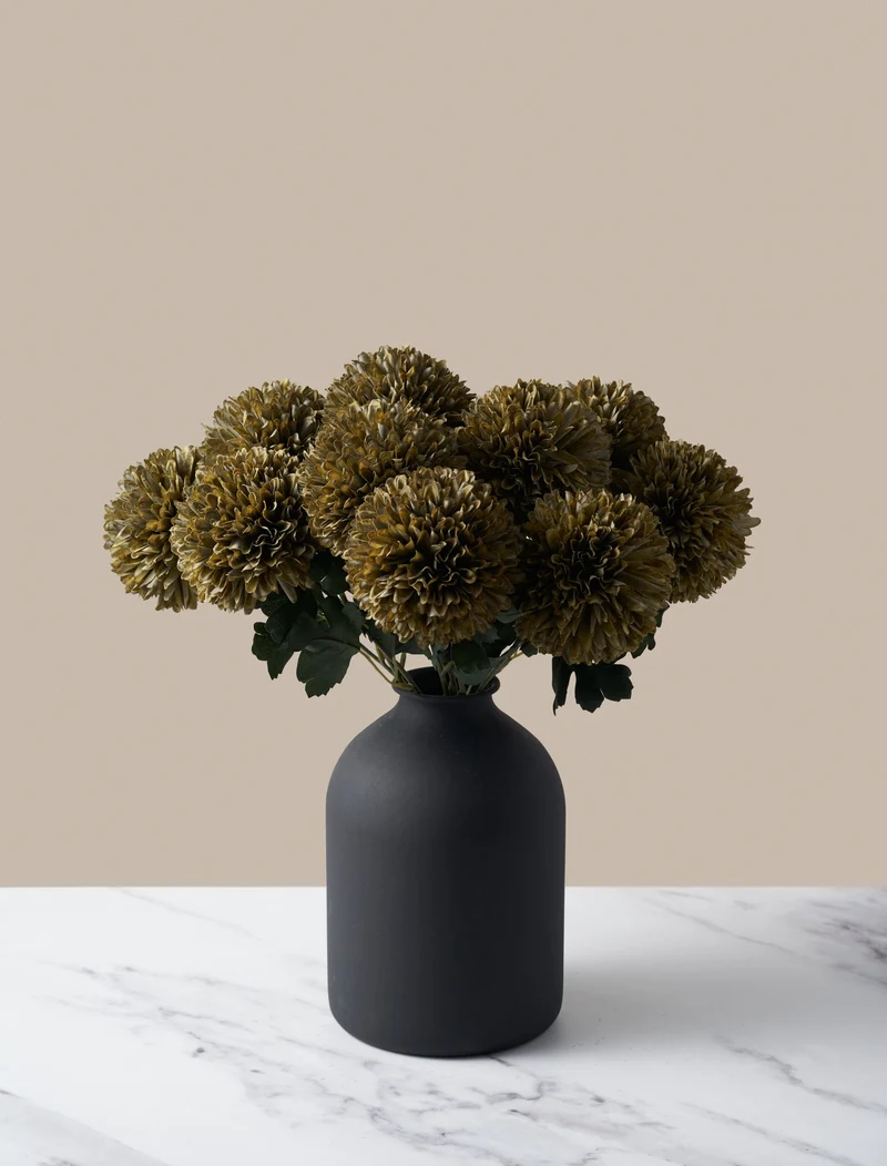 Large Faux Kiku - Green (10 Stems)