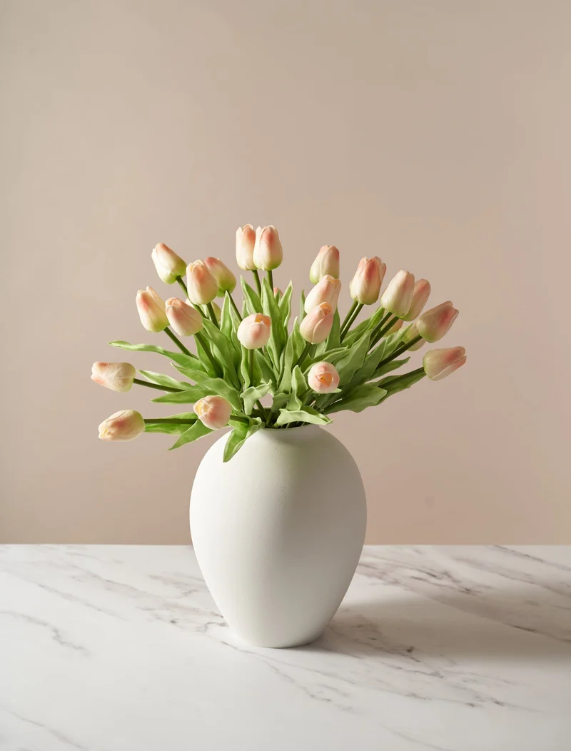 Faux Tulip - Champagne Peach (25 Stems)