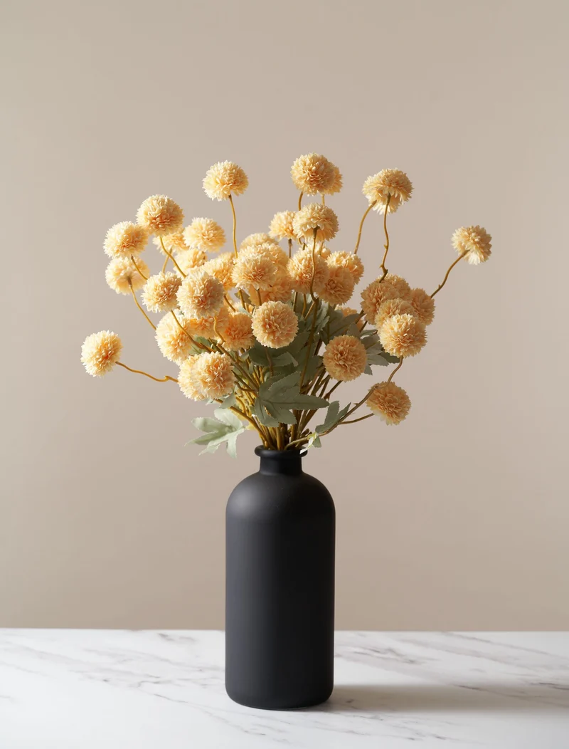Faux Kiku Flower - Yellow (10 Stems / 50 Heads)
