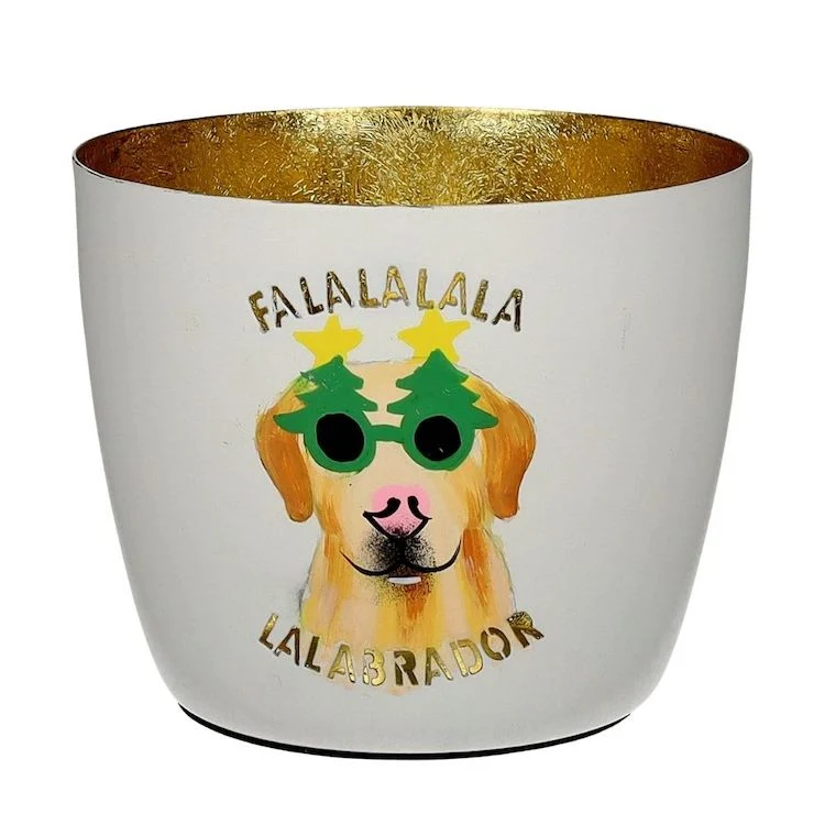 Windlicht Madras Falala Lalabrador weiß-goldfarben