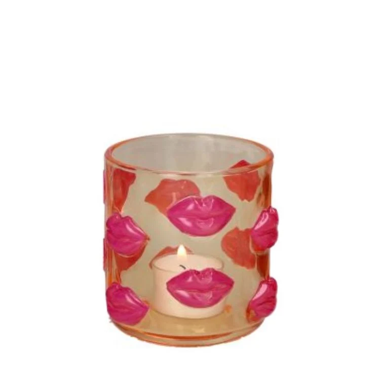 L´amour Windlicht Lippen orange