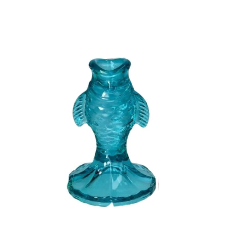 Jacquard Kerzenhalter Fisch türkis 12,5 cm