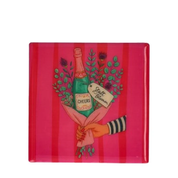Love Tiles Untersetzer Statt Blumen hot pink