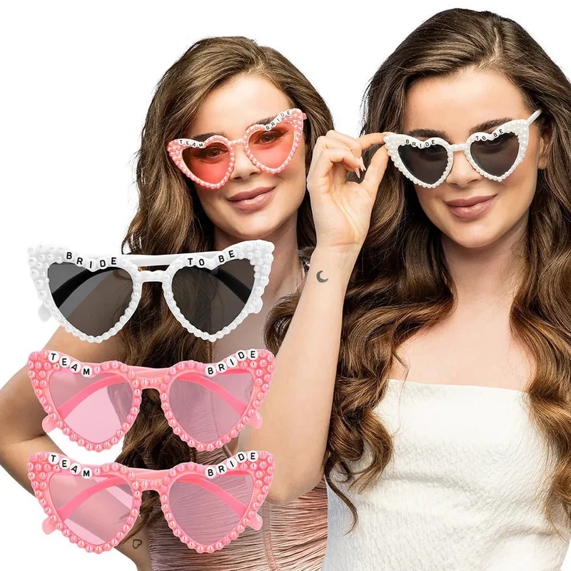 Set mit 3 Partybrillen „Bridal Pearl“ (Braut und Braut-Team)