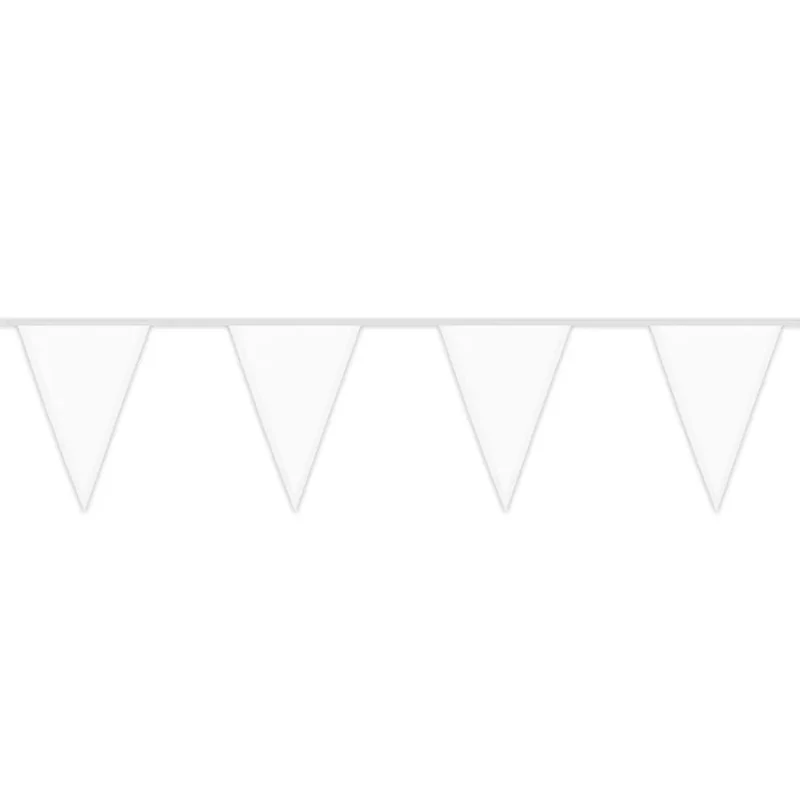 Fahnenkette aus Polyester, weiß (26 x 18 cm) (6 m)
