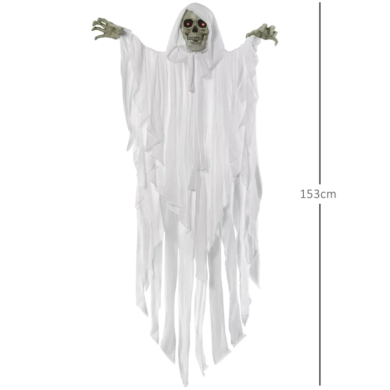 Halloween Hängender Horror Geist 153 cm mit LED Augen, glühend.