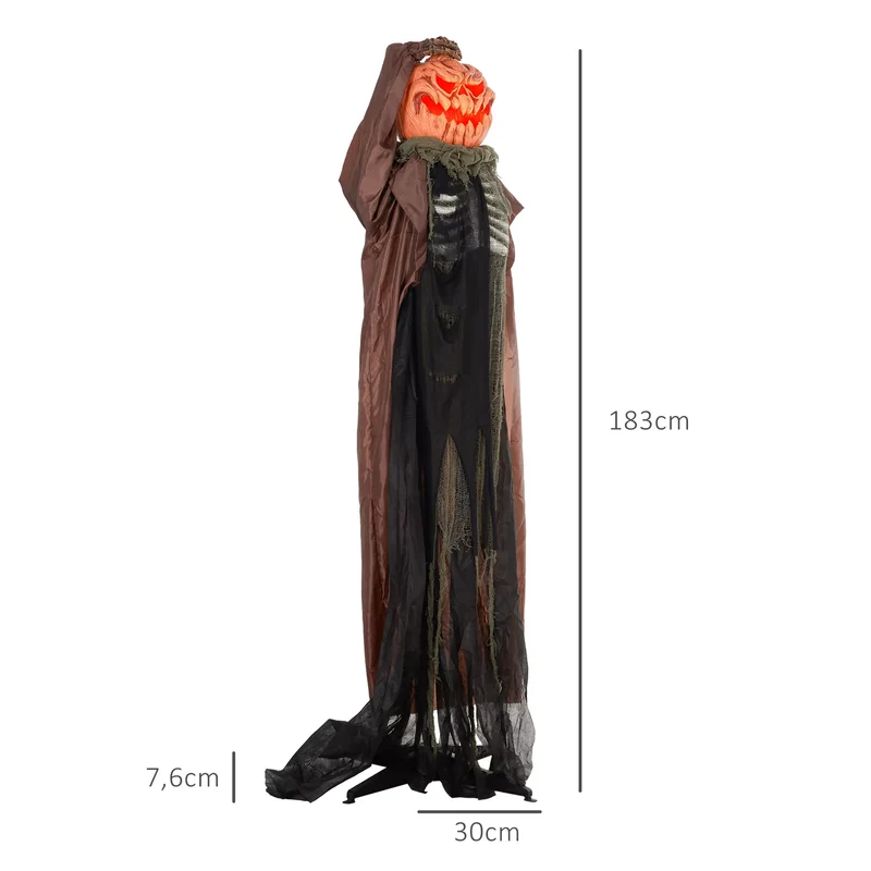 Halloween Dekoration Skelett-Kürbis 183 cm mit LED-Lichter Soundfunktion
