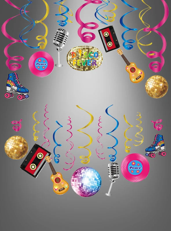 80er Jahre Disco Party Deko Swirls Set