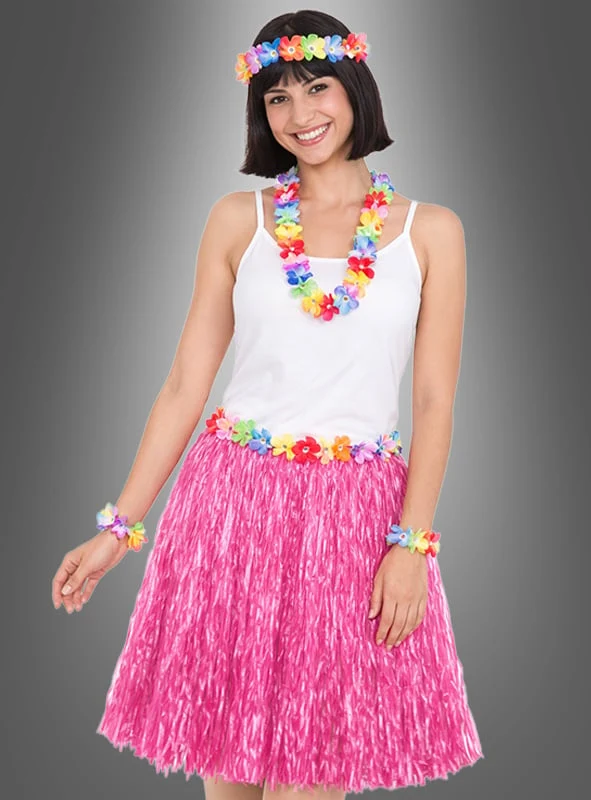 5-teiliges Hawaii Set mit Rock & Accessoires