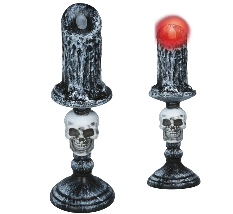 Halloween-Kerzenhalter, graues Skelett, 1 Stück