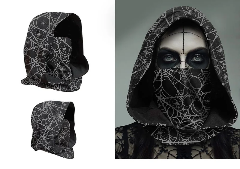 Halloween-Mütze, schwarz, Spinnennetz