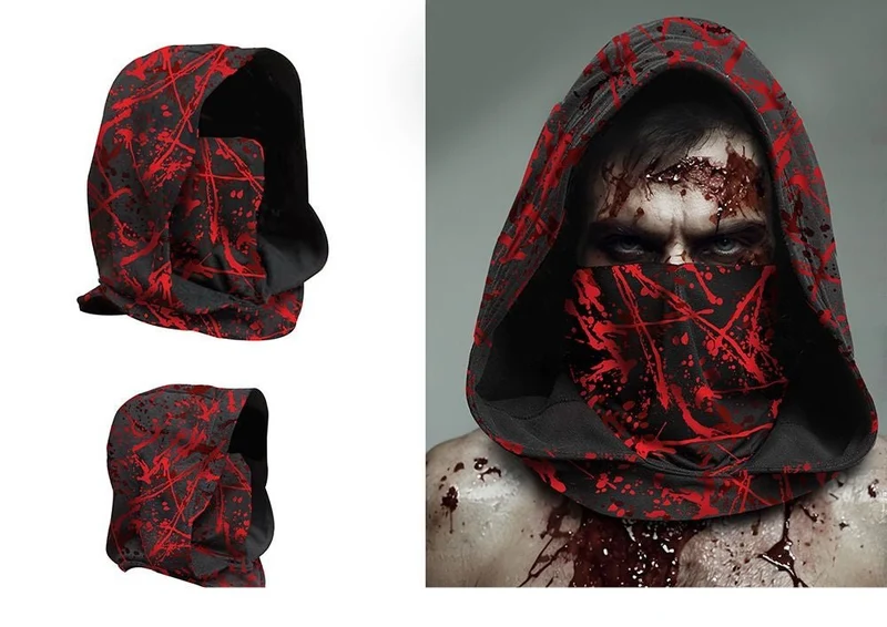 Halloween-Mütze, schwarz, mit Blutspritzern