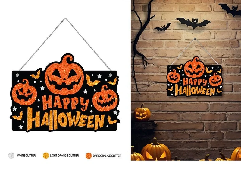 Halloween-Türschild mit Glitzer, 37 cm