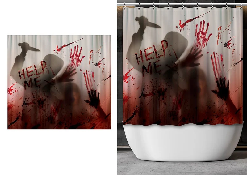 Halloween-Duschvorhang – Hilfe