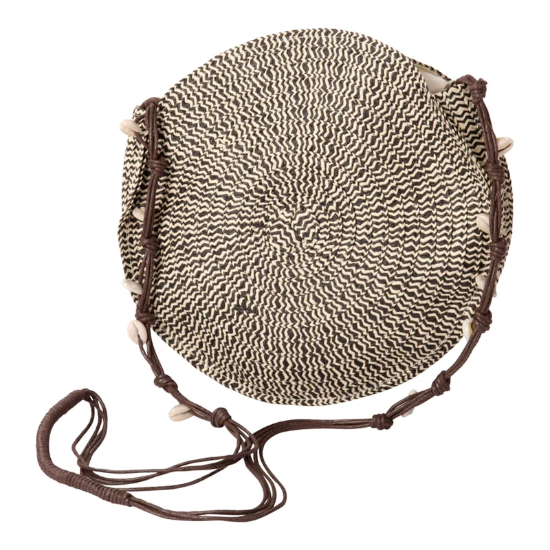 Umhängetasche rund Beige Schwarz Tasche moderne Handtasche