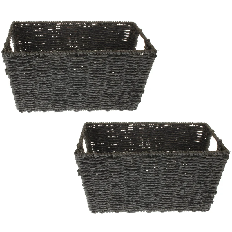2er Set Korb rechteckig Schwarz Matt Dekokorb Bastkorb modern Korbset