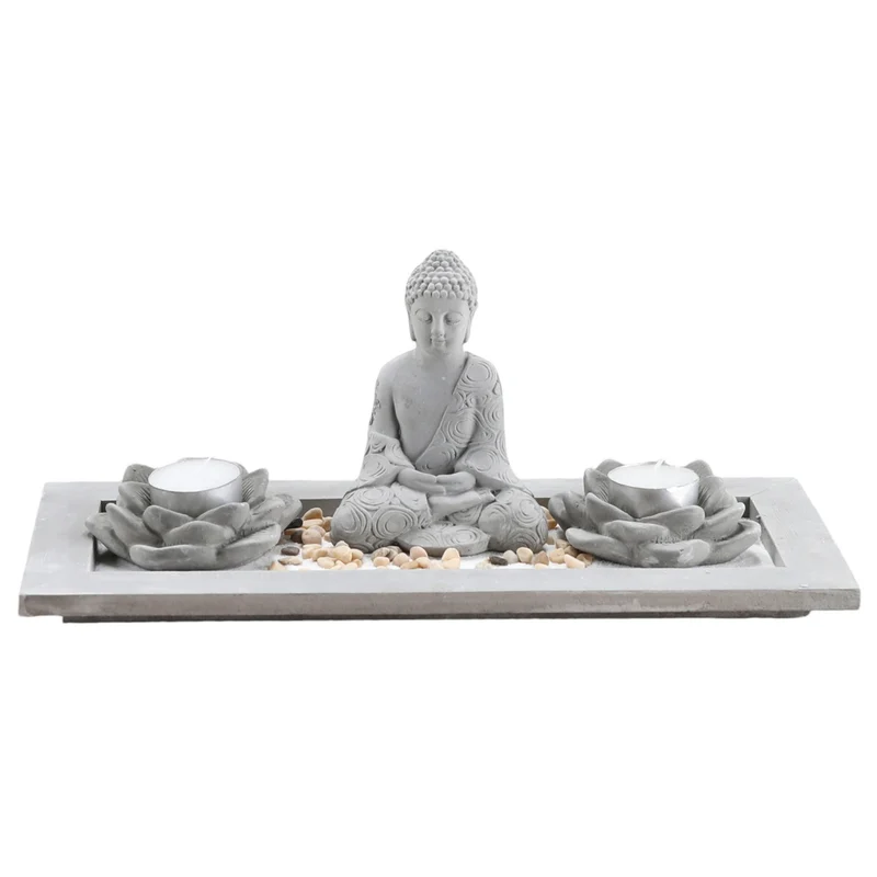 Zen Garten Set Zement Grau