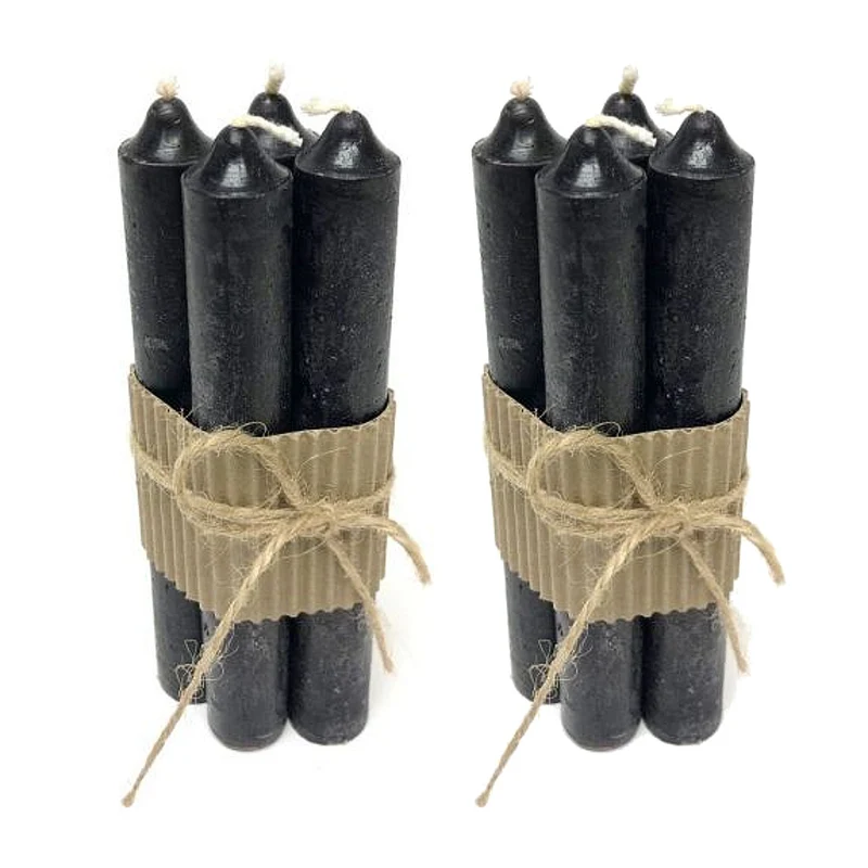 8er Set Tischkerze Schwarz