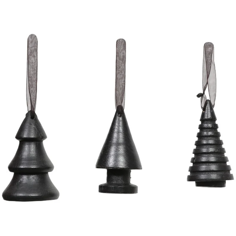 3er Set Chirtsbaumhänger Baum Schwarz Holz