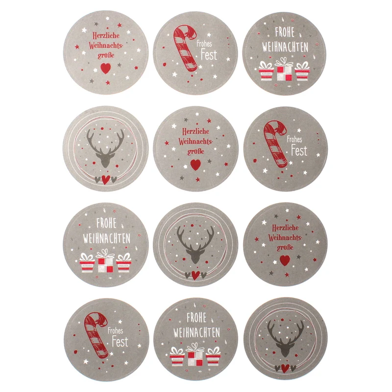 Weihnachtsaufkleber Set 48 Stk Silber