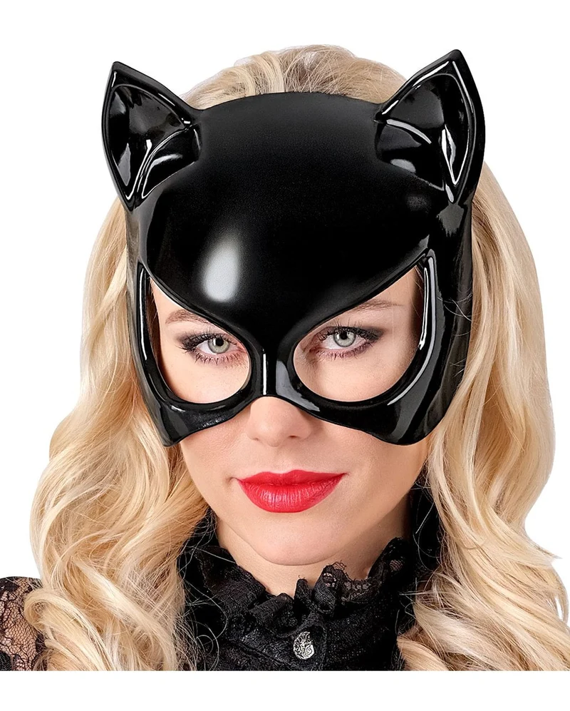 Schwarze Katze Augenmaske mit Ohren