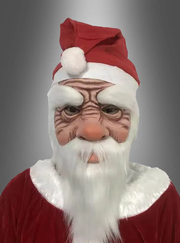 Weihnachtsmann Latex Maske mit Mütze
