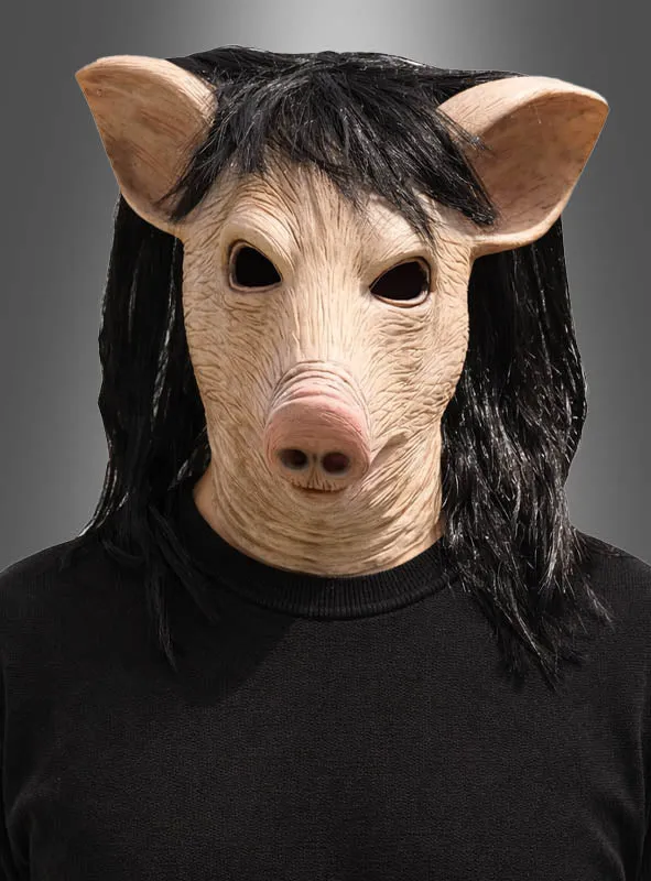 Schwein Latex Maske mit Haaren