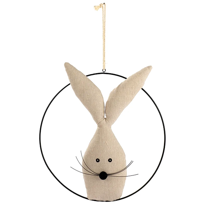 Hase aus Leinen im Metallring
