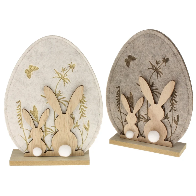 2er Set Dekoei Filz Holz 21 cm Braun
