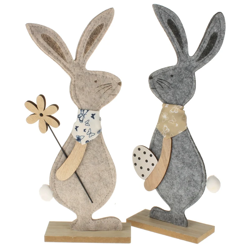 2er Set Dekohase Filz Grau Beige