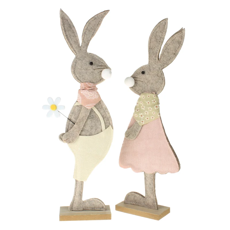 Dekohasen Pärchen Filz Beige Rosa