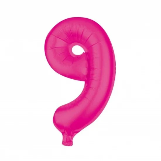 9 Jahre Zahlenballon, rosa, leer, 85 cm