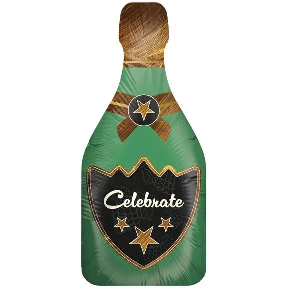 Champagnerflasche-Heliumballon, grün, „Celebrate“, leer, 80 cm