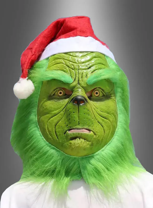 Grünes Weihnachtsmonster Voll-Maske