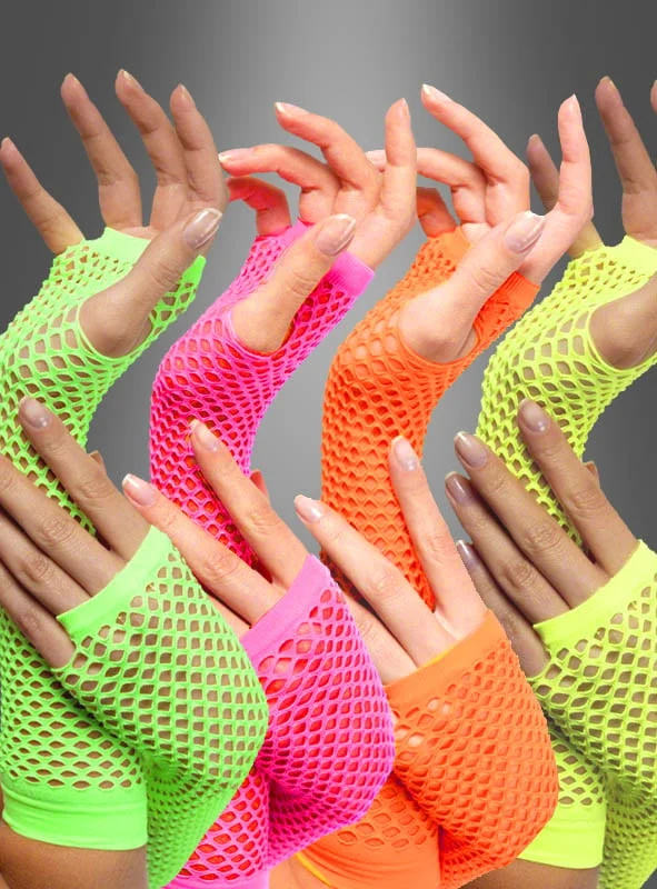 Netzhandschuhe Armstulpen Neon 80er