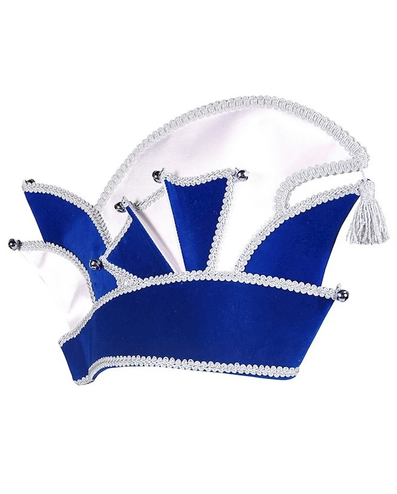 Karnevals Prinzenkappe Deluxe in Blau-Silber