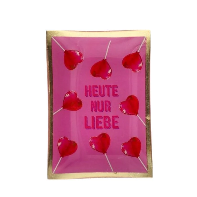 Glasteller Heute nur Liebe rosa