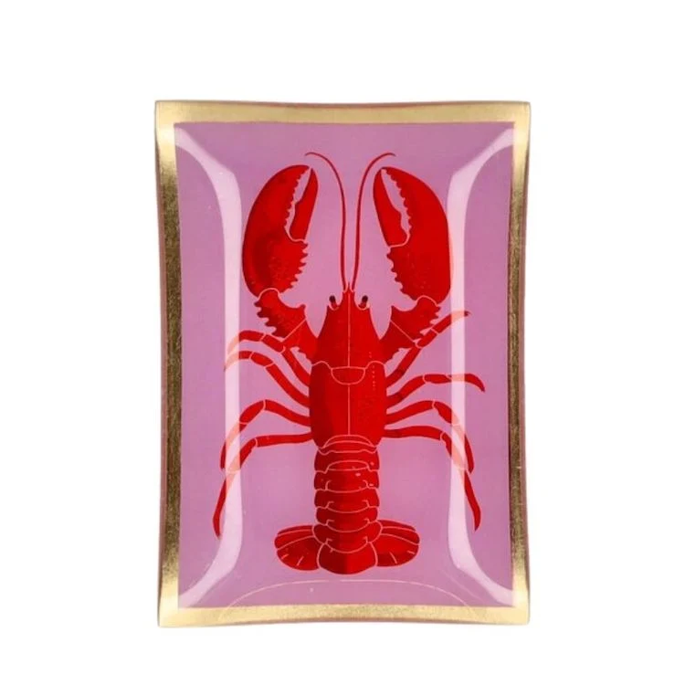 Glasteller Hummer rosa-rot mittel