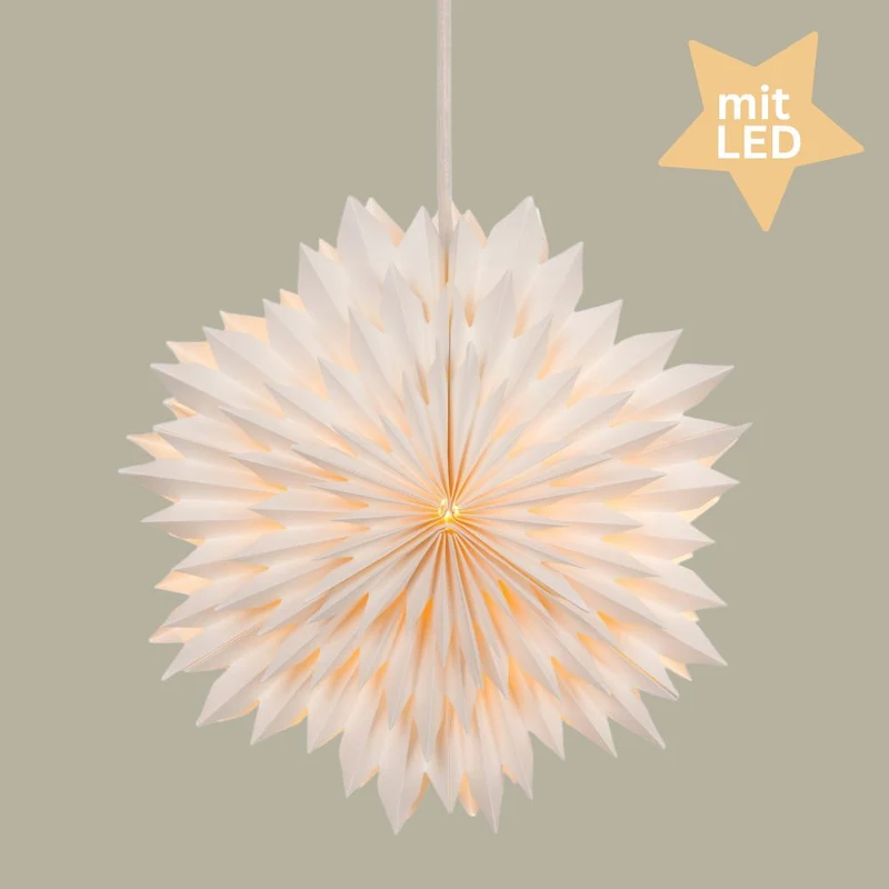 LED Papier Adventsstern 38 cm weiß