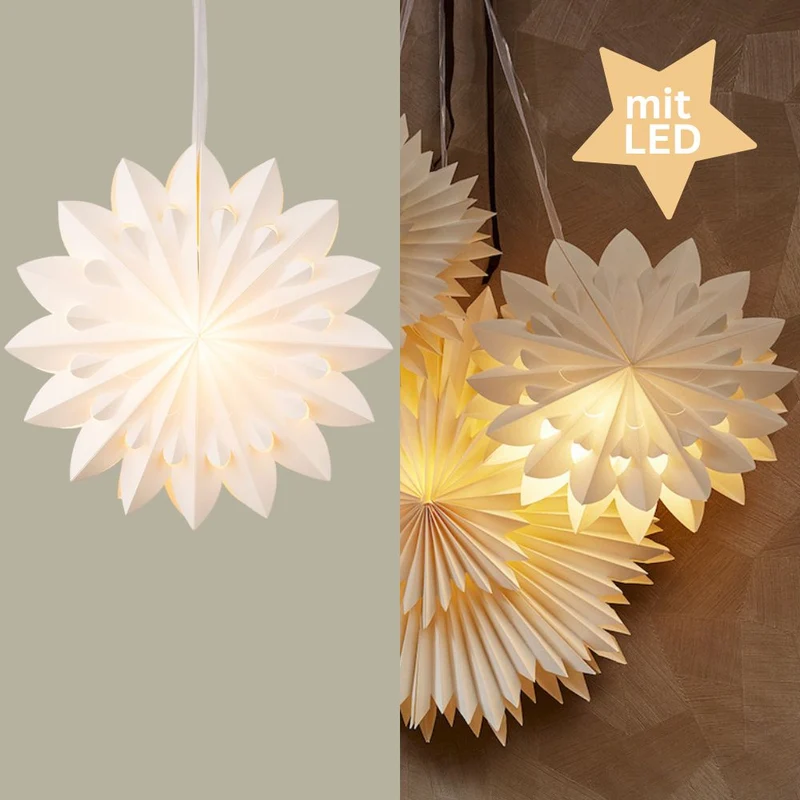 LED Papier Weihnachtsstern 60 cm weiß
