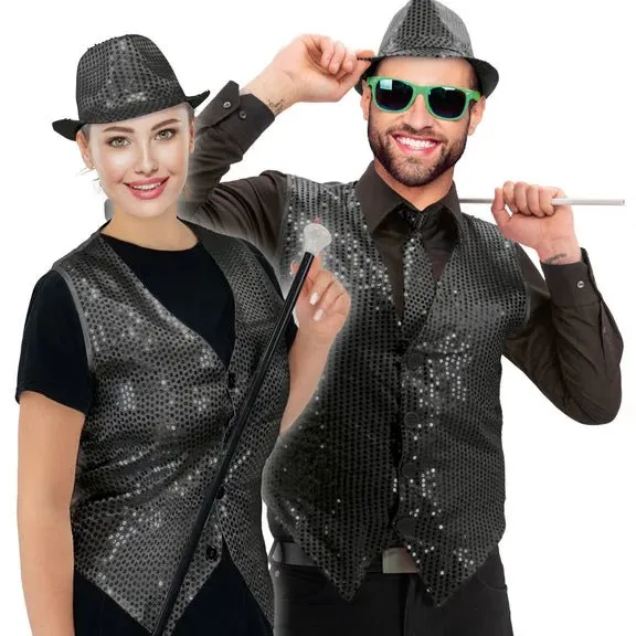 Schwarze Weste mit Pailletten