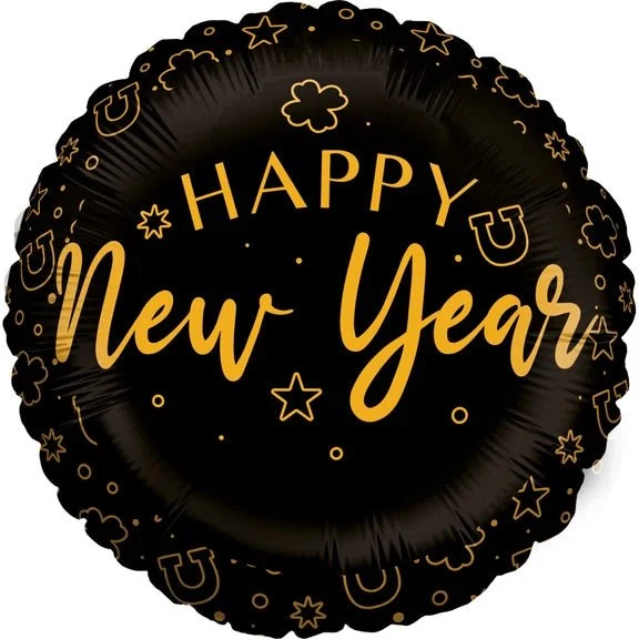 „Happy New Year“-Heliumballon, schwarz, leer, 45 cm