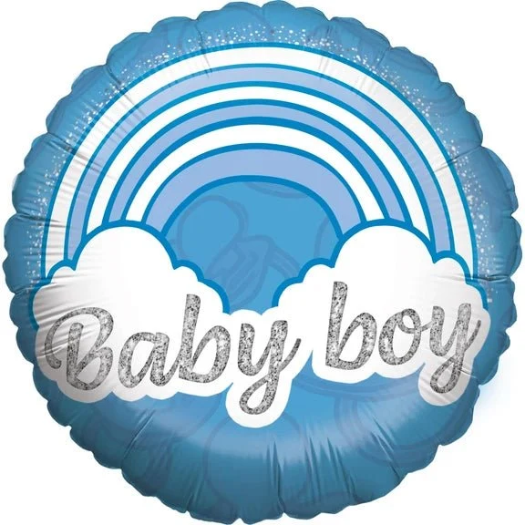 Blauer Heliumballon „Baby Boy“ (leer), 45 cm