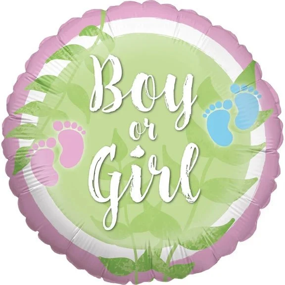 Gender-Reveal-Heliumballon, grün, Junge oder Mädchen, leer, 45 cm