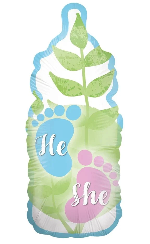 Gender-Reveal-Heliumballon, grün, Flasche leer, 78 cm