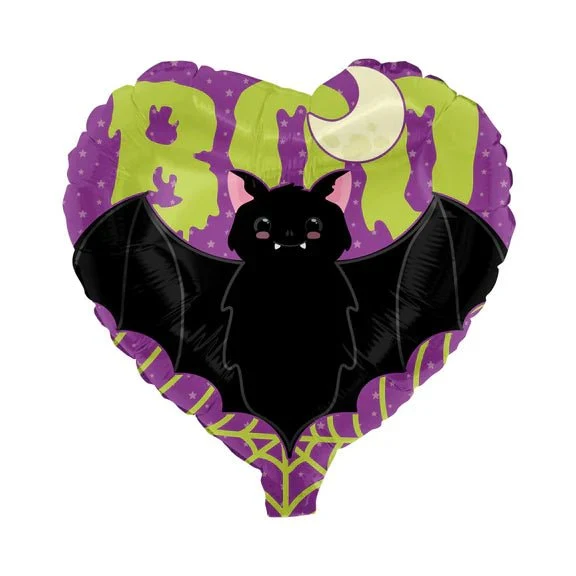 Halloween-Heliumballon, Herz mit Fledermaus, leer, 45 cm