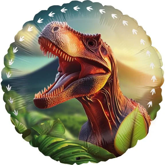 Dinosaurier-Heliumballon, bunt, rund, leer, 45 cm
