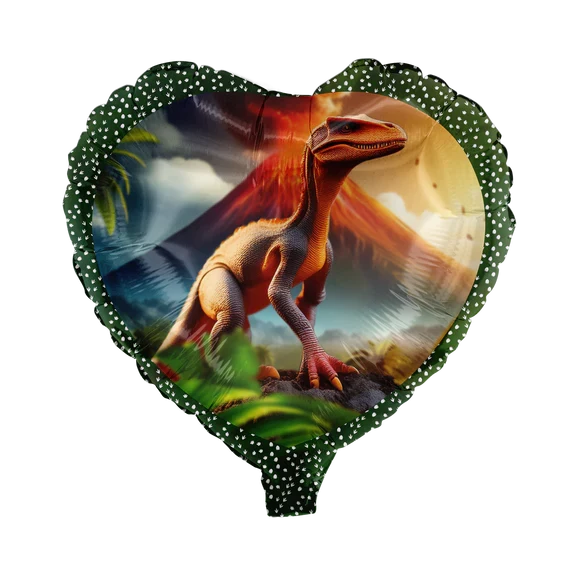 Dinosaurier-Heliumballon, buntes Herz, leer, 45 cm