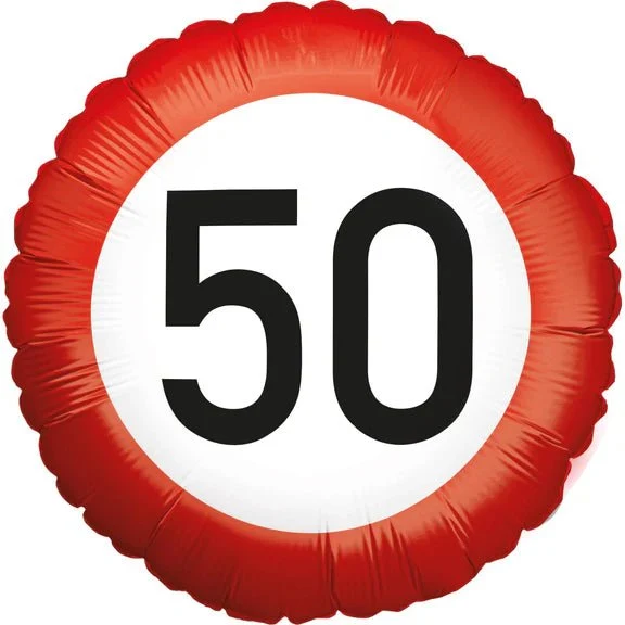 50 Jahre Helium-Ballon-Verkehrsschild, leer, 45 cm