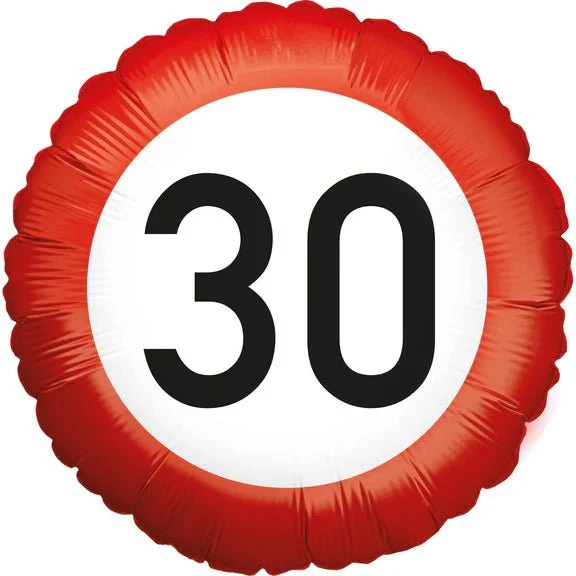 30 Jahre Helium-Ballon-Verkehrsschild, leer, 45 cm